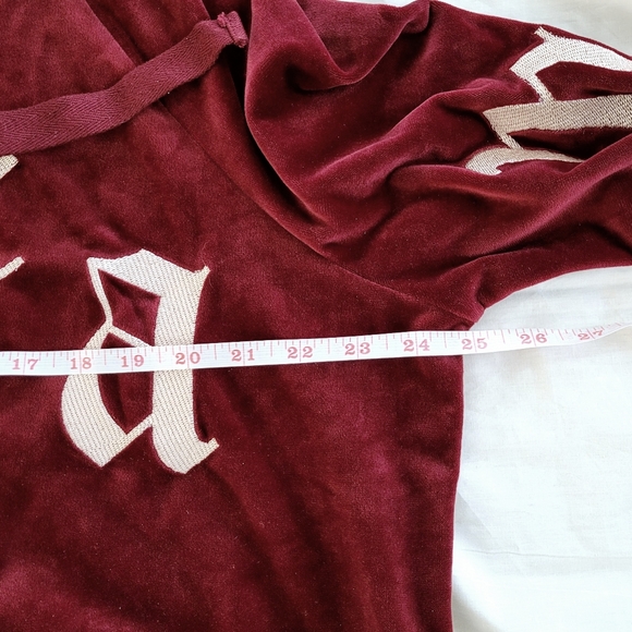 Fashion Nova Cranberry Velour cropped Zip Up DREAM Hoodie,Bell Sleeves, Size XL - Picture 8 of 11